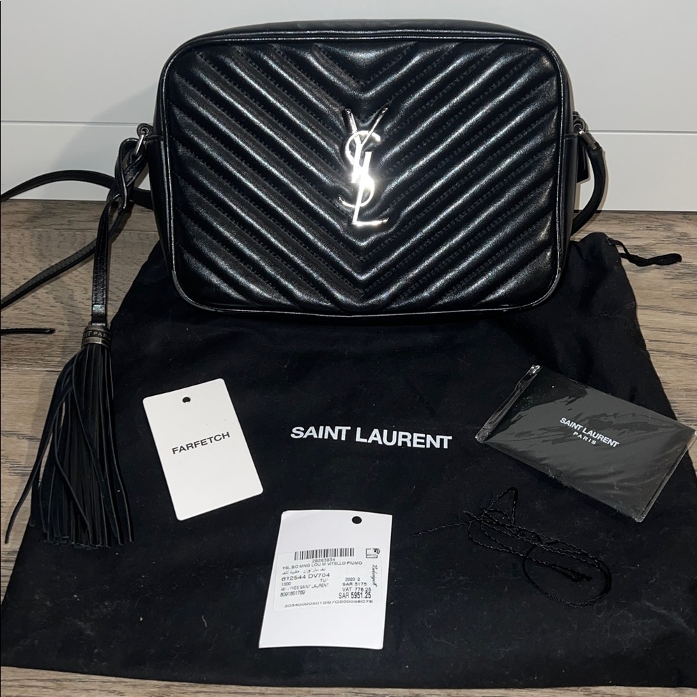 Saint Laurent Lou Camera Bag - Black/Gunmetal Logo - Picture 2 of 14